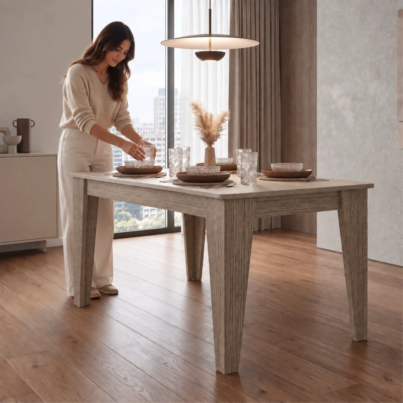 MESA DE COMEDOR TORINO AVELLANA 74X160X88 CM - 2