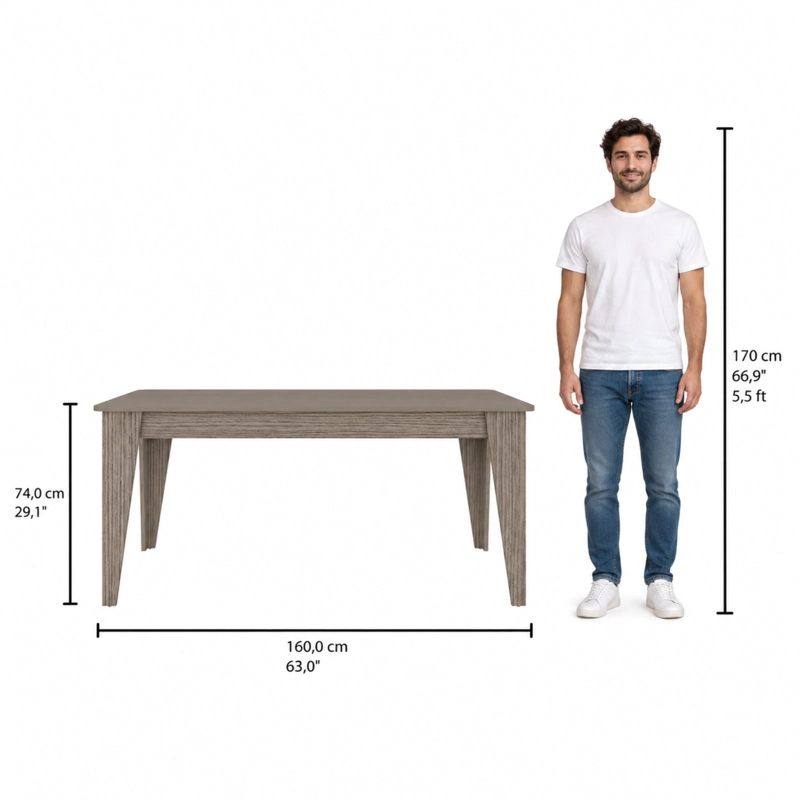 MESA DE COMEDOR TORINO AVELLANA 74X160X88 CM - 7