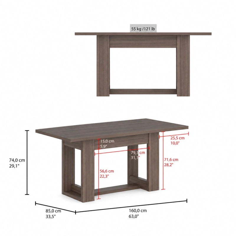MESA DE COMEDOR VOLTERRA CARTAGENA 74X160X85 CM - 6