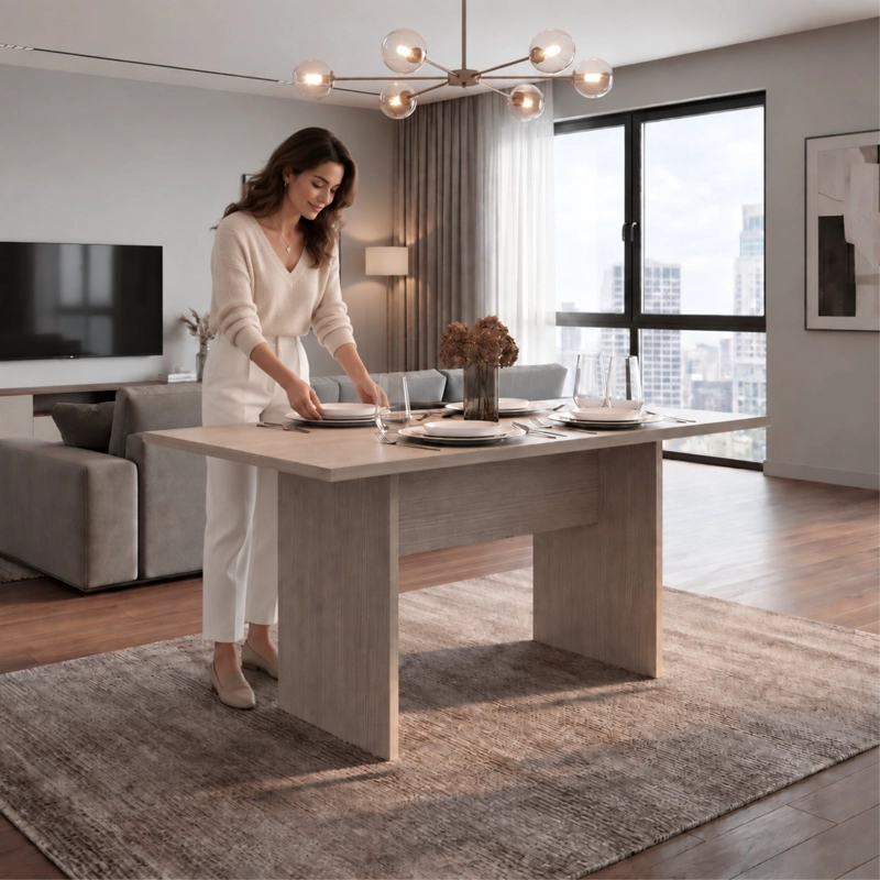 MESA DE COMEDOR BEIJING AVELLANA 74,6X160X90 CM - 2