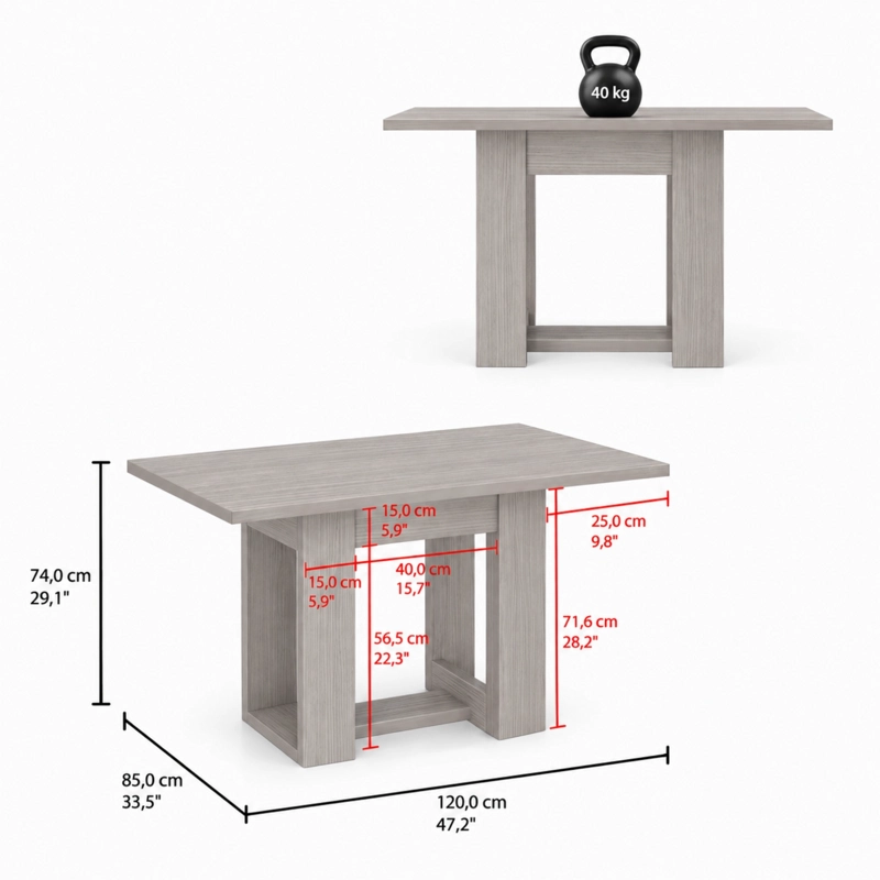 MESA DE COMEDOR VOLTERRA CARTAGENA 74X120X85 CM - 6