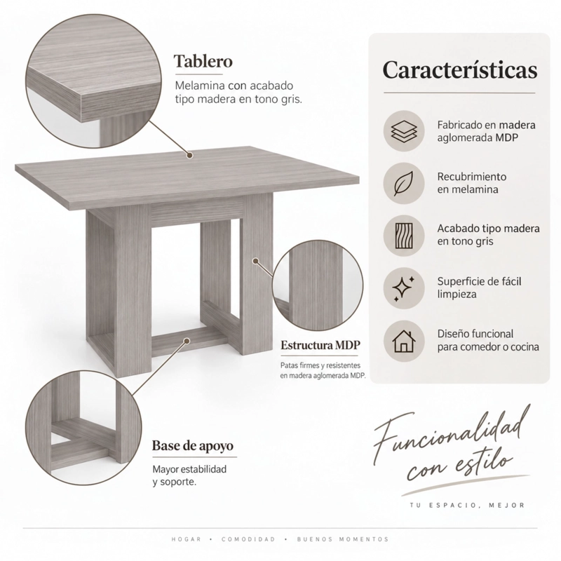 MESA DE COMEDOR VOLTERRA CARTAGENA 74X120X85 CM - 8