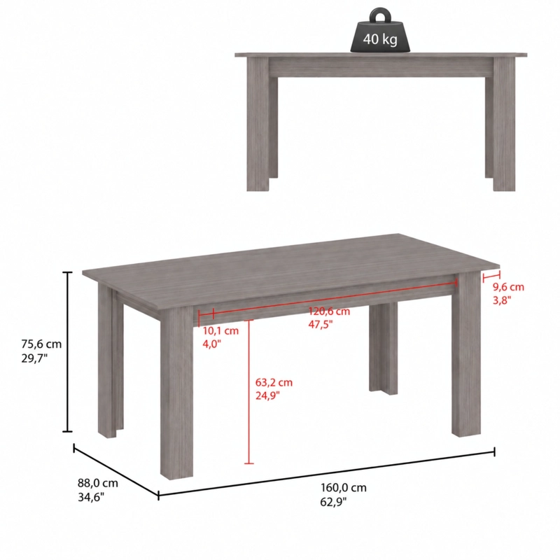 MESA DE COMEDOR PORTOFINO POSITANO 75,6X160X88 CM - 6