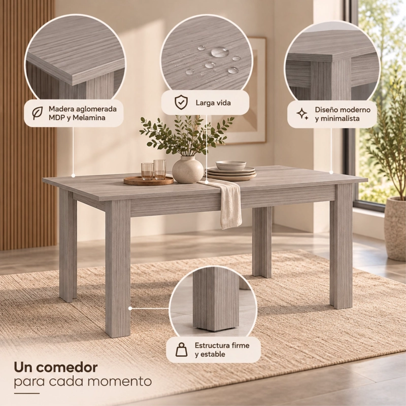 MESA DE COMEDOR PORTOFINO POSITANO 75,6X160X88 CM - 8