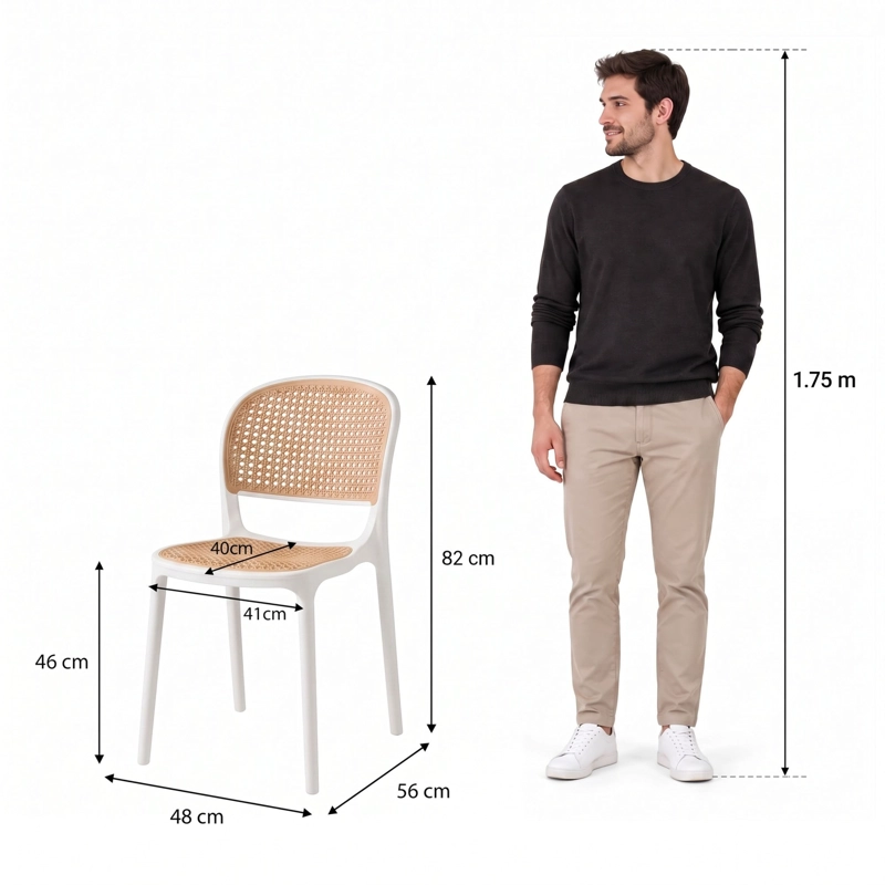 SILLA NEST BLANCA Y CAFE  CLARO 82,0X48,8X56,0 CM - 6