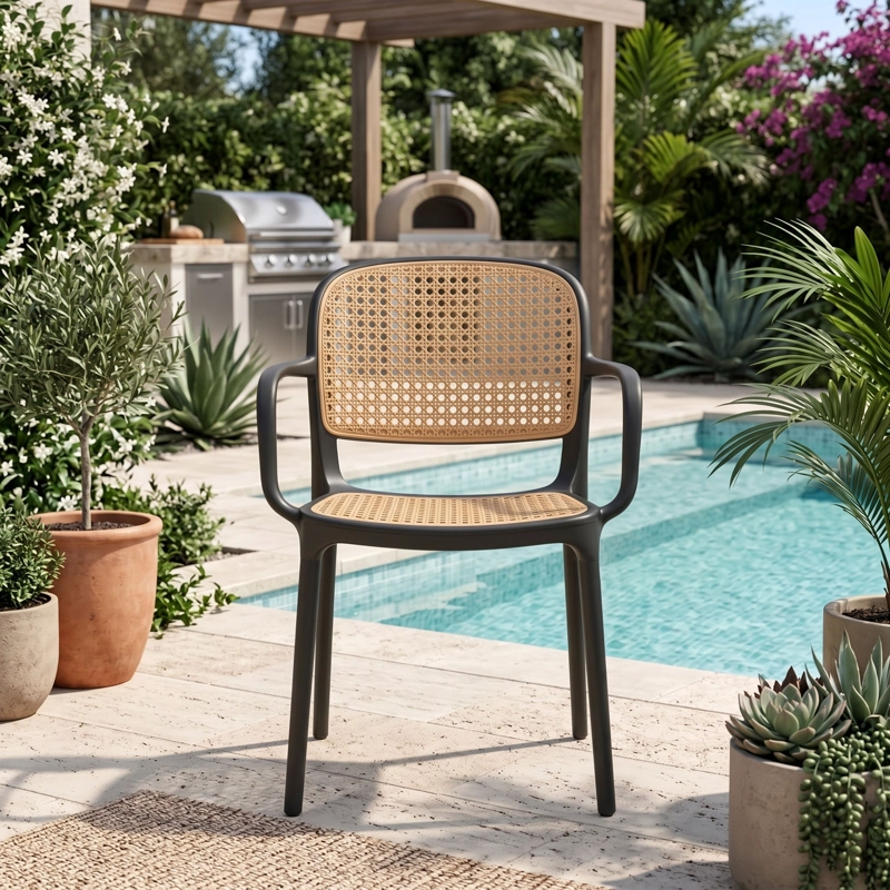 SILLA NEST CON BRAZOS BLANCA Y CAFE  CLARO 82,0X53,0X56,0 CM - 1