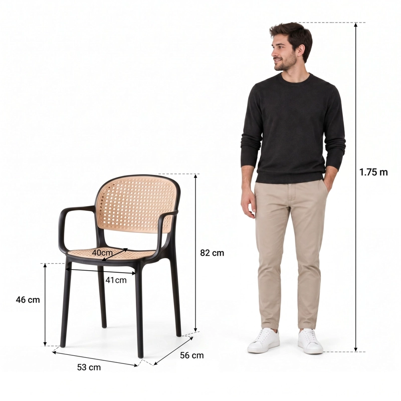 SILLA NEST CON BRAZOS BLANCA Y CAFE  CLARO 82,0X53,0X56,0 CM - 6