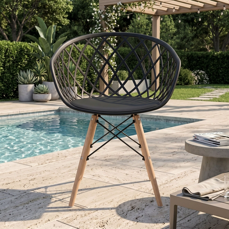 SILLA CON BRAZOS OASIS NEGRA 78,0X57,0X52,0 CM - 1