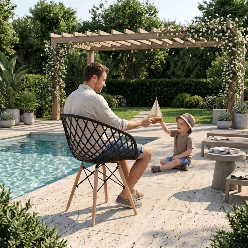 SILLA CON BRAZOS OASIS NEGRA 78,0X57,0X52,0 CM - 2