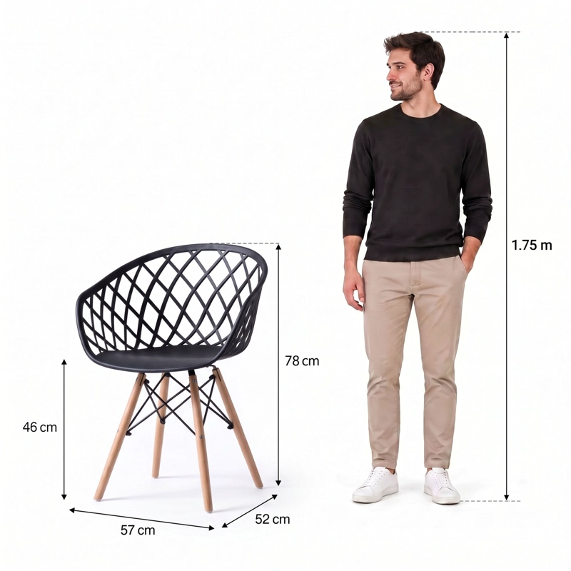 SILLA CON BRAZOS OASIS NEGRA 78,0X57,0X52,0 CM - 6