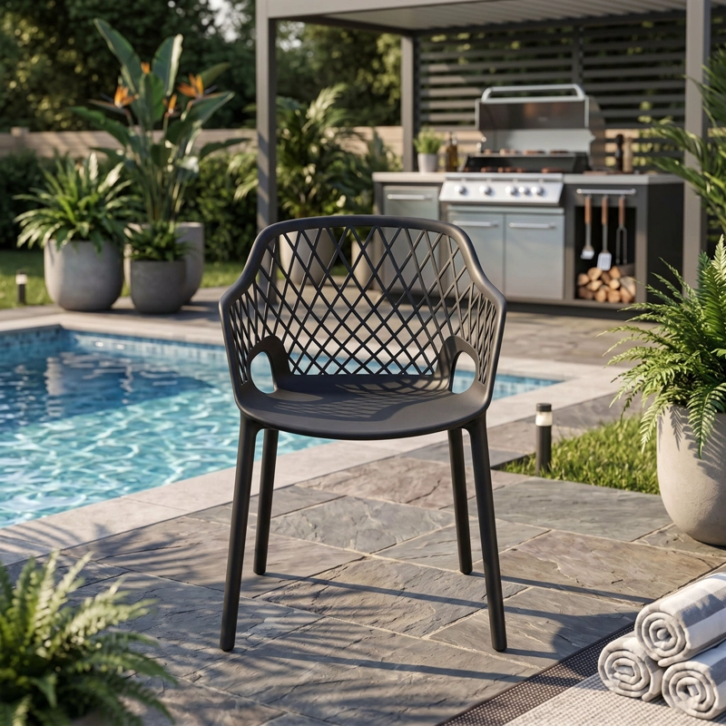 SILLA CASABLANCA CON BRAZOS NEGRA 81,0X54,0X54,0 CM - 1