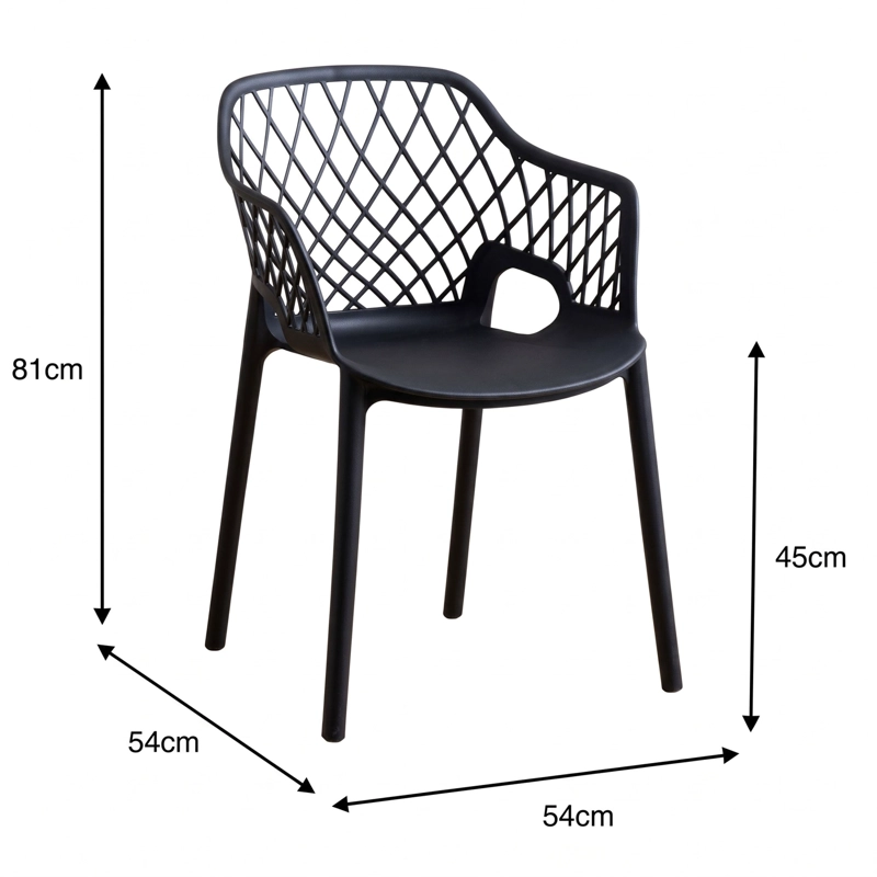 SILLA CASABLANCA CON BRAZOS NEGRA 81,0X54,0X54,0 CM - 5