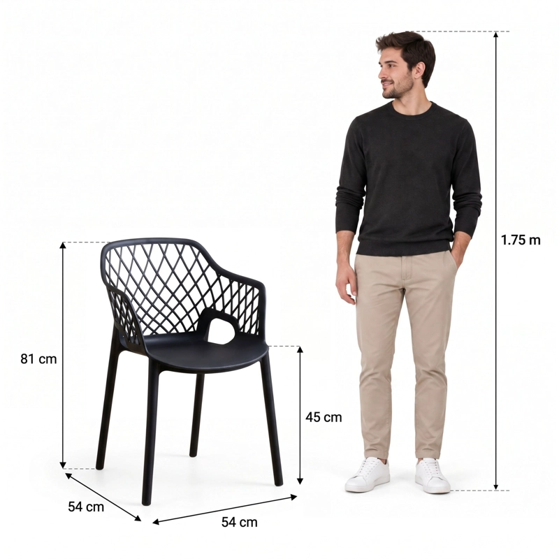 SILLA CASABLANCA CON BRAZOS NEGRA 81,0X54,0X54,0 CM - 6