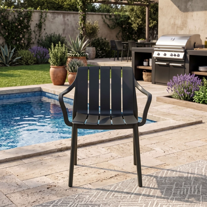 SILLA ALICE CON BRAZOS NEGRA 80,0X57,0X54,5 CM - 1