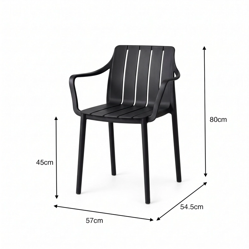 SILLA ALICE CON BRAZOS NEGRA 80,0X57,0X54,5 CM - 5