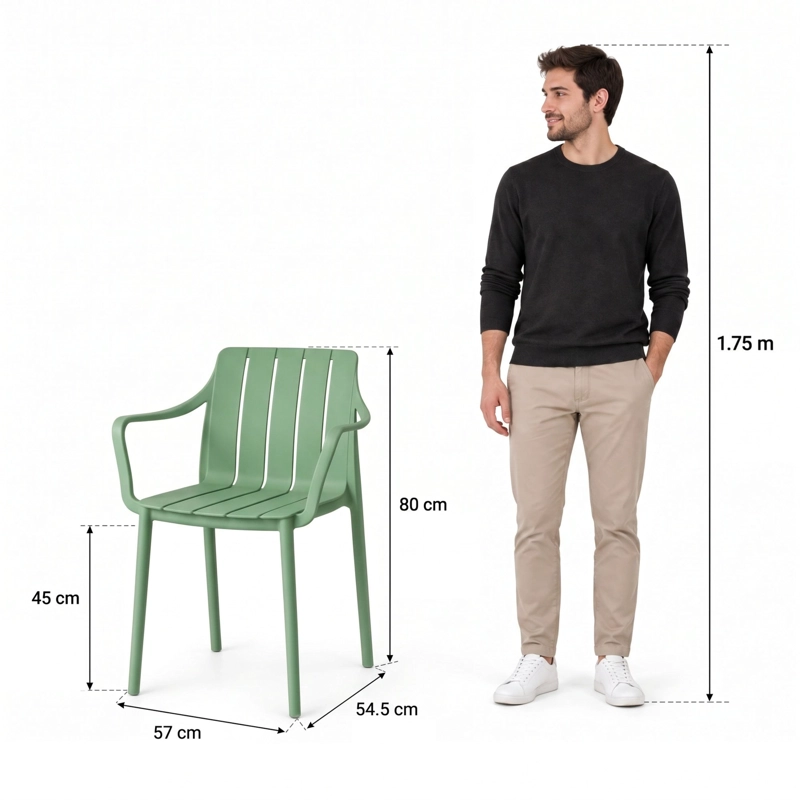 SILLA ALICE CON BRAZOS NEGRA 80,0X57,0X54,5 CM - 6