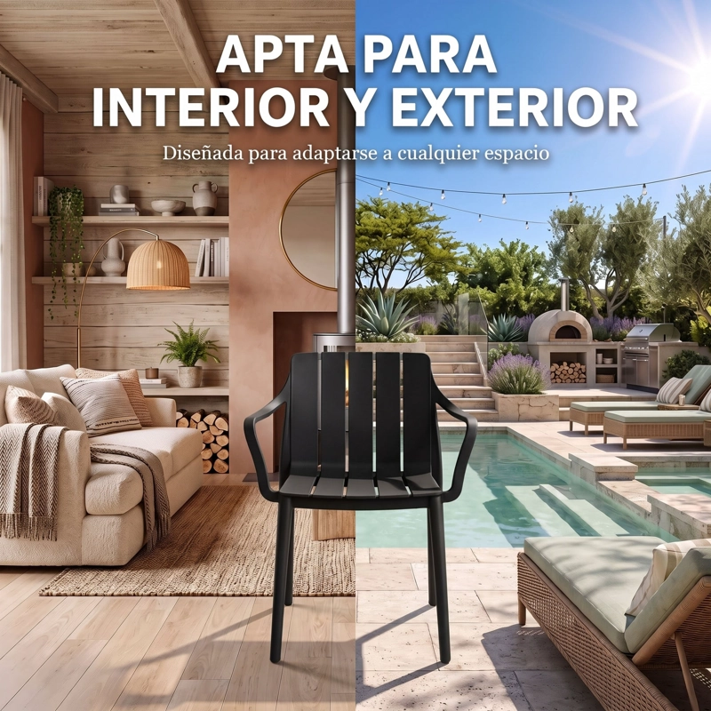 SILLA ALICE CON BRAZOS NEGRA 80,0X57,0X54,5 CM - 7