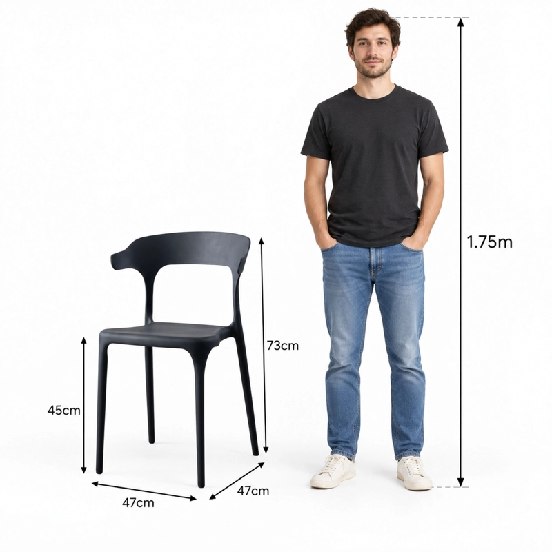 SILLA ELENA NEGRA 73,0X47,0X47,0 CM - 6