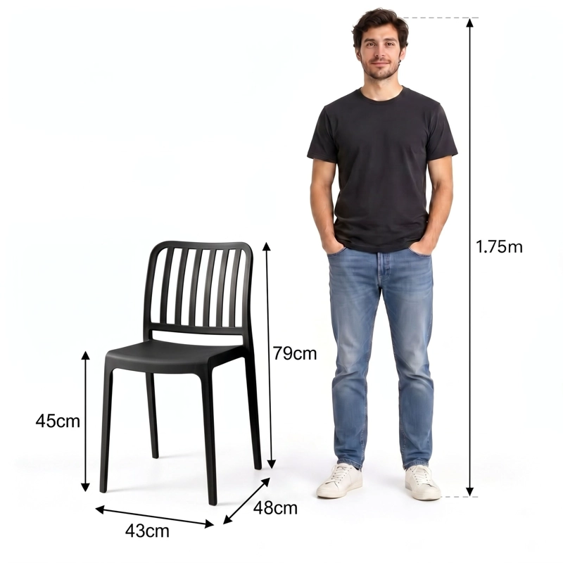 SILLA BROOKLYN NEGRA 79,0X43,0X48,0 CM - 6
