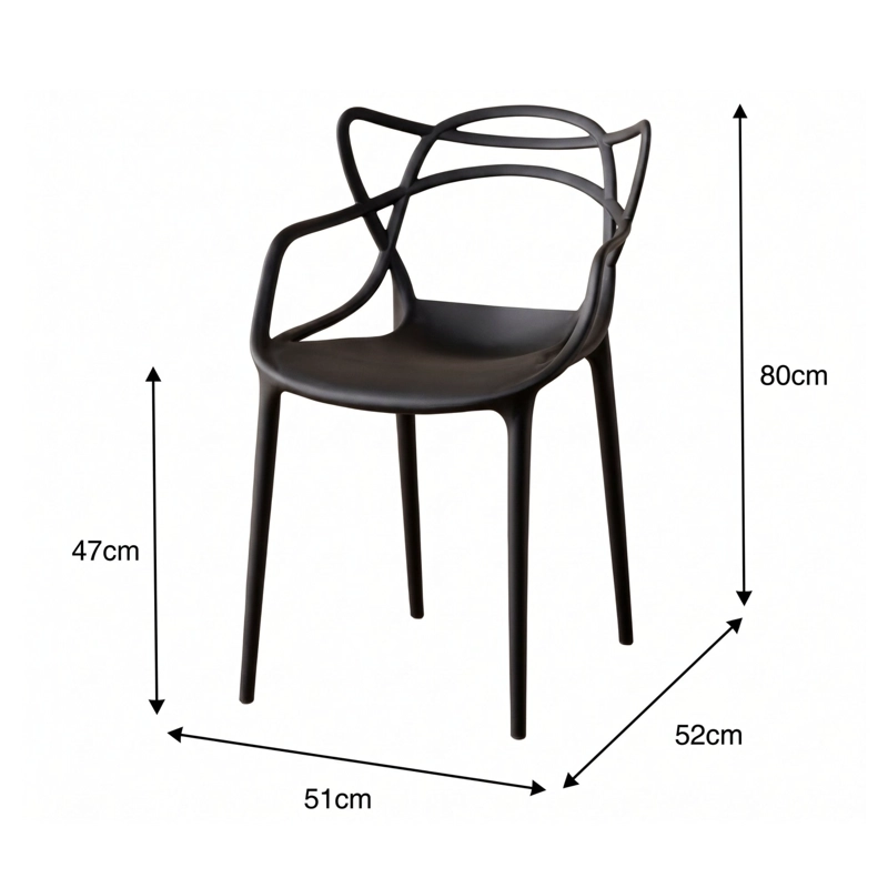 SILLA CON BRAZOS PALERMO NEGRA 80,0X51,0X52,0 CM - 5