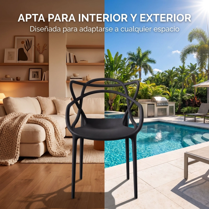 SILLA CON BRAZOS PALERMO NEGRA 80,0X51,0X52,0 CM - 7