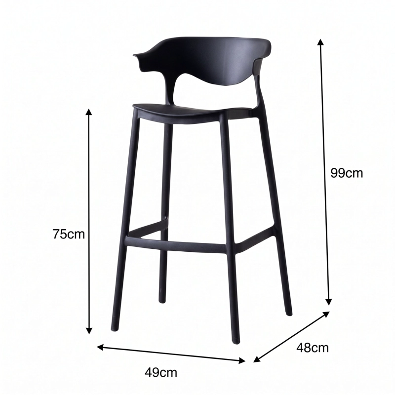 TABURETE ALTO ELENA NEGRA 99,0X49,0X48,0 CM - 5