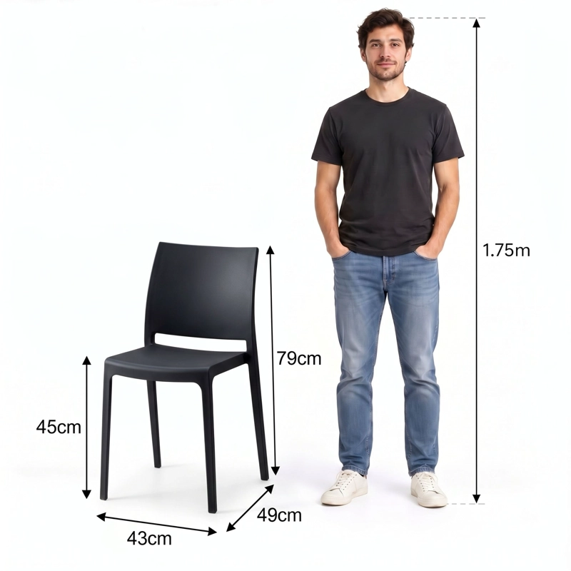 SILLA SOHO NEGRA 79,0X43,0X49,0 CM - 6