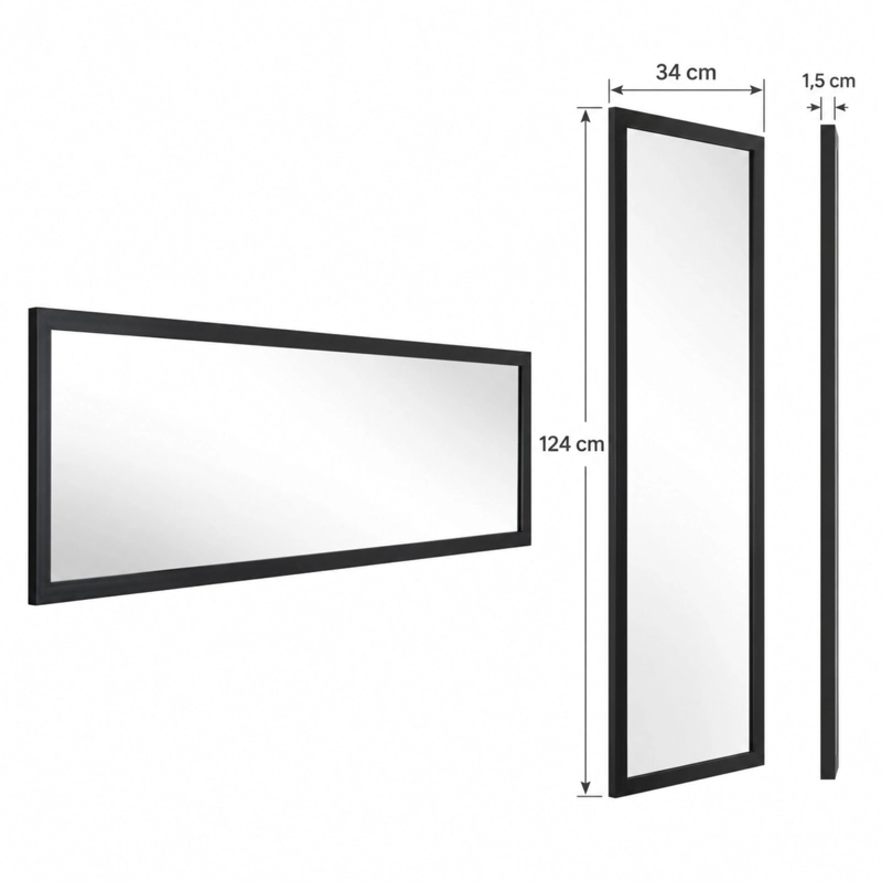 ESPEJO LIAM RECTANGULAR CON MARCO NEGRO 34X124X1,5 CM - 5