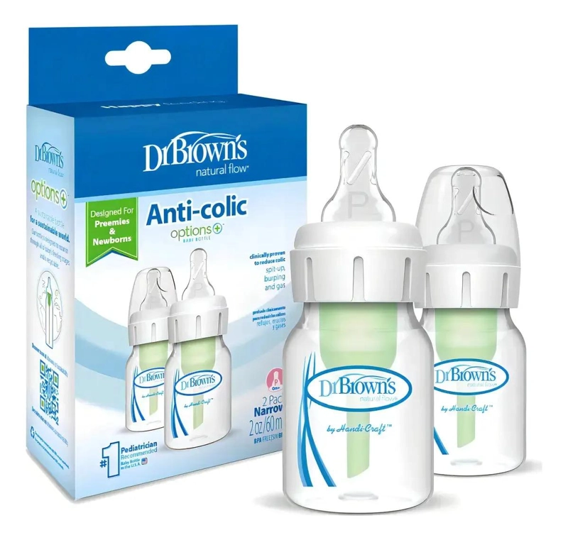 2 BIBERONES DR BROWN´S DE 120ML 2 OZ PARA PREMATURO Y RN - 1