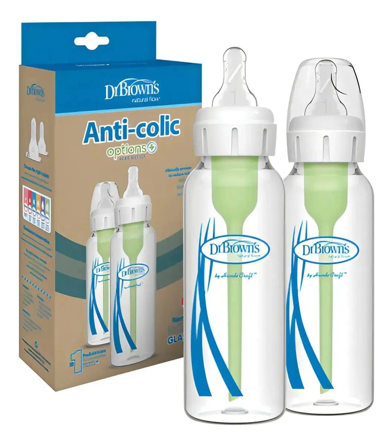 PACK 2 MAMADERAS DR BROWN'S OPTIONS+ ANTICOLICO VIDRIO 250ML - 1
