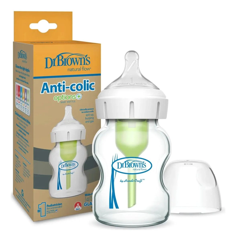 MAMADERA DE VIDRIO DR. BROWN'S OPTIONS+ BOCA ANCHA 150ML - 1