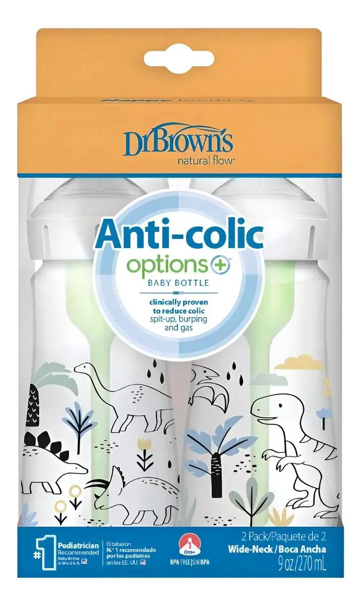 SET 2 MAMADERAS ANTICOLICOS DR. BROWN'S 270ML DINOSAURIOS - 5