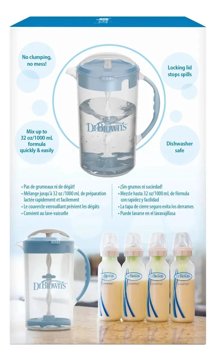 JARRA PARA MEZCLAR LECHE Y FORMULAS DR BROWN'S AZUL 0 GRUMOS - 6