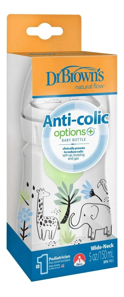 MAMADERA BOCA ANCHA 150ML DR. BROWN'S CON DISEÑOS ANIMALES - 1