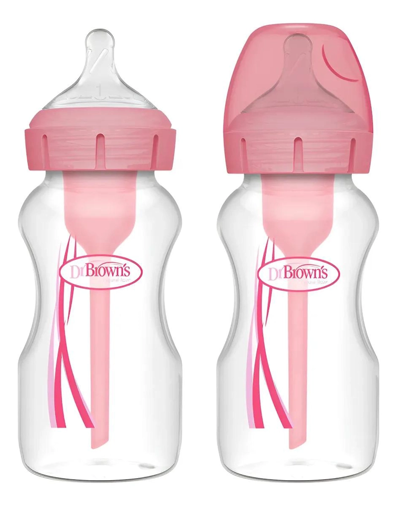 PACK 2 MAMADERAS BOCA ANCHA OPTIONS+ DR. BROWN´S 270ML ROSA - 1