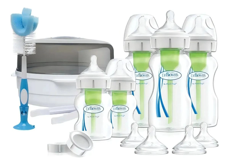 KIT DE MAMADERAS DR BROWN'S ANTICOLICOS + ESTERILIZADOR - 1
