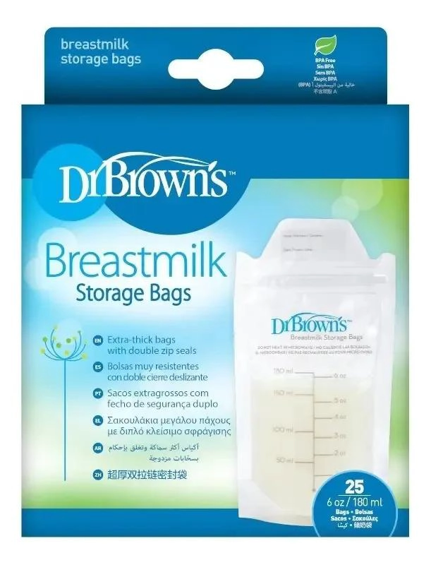 BOLSAS DE LECHE MATERNA DR. BROWN'S 180ML - 25UN - 2