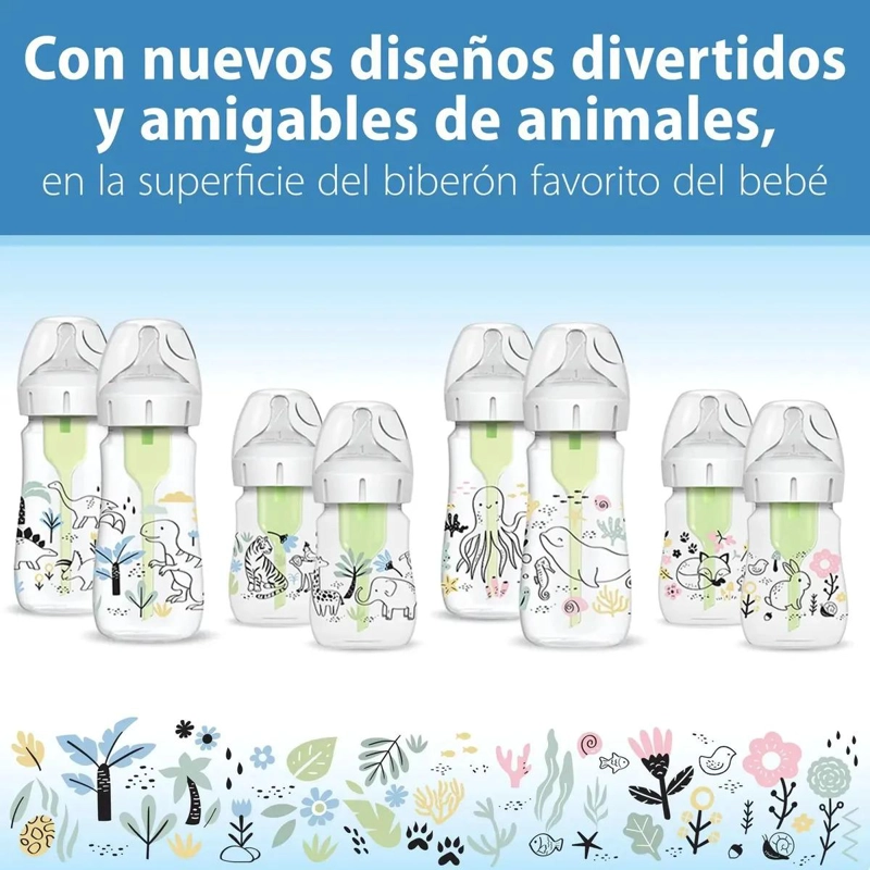 PACK 2 MAMADERAS BOCA ANCHA DR. BROWN'S OPTION+ 150ML JUNGLA - 3