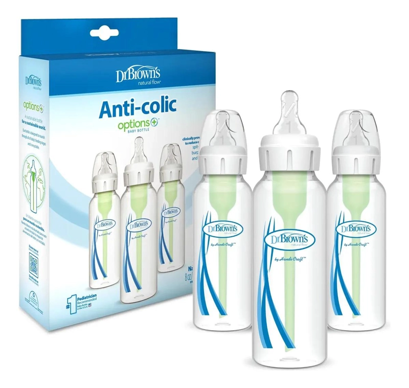 PACK 3 MAMADERAS BOCA ESTANDAR DR. BROWNS OPTIONS+ 250ML 0M+ - 1