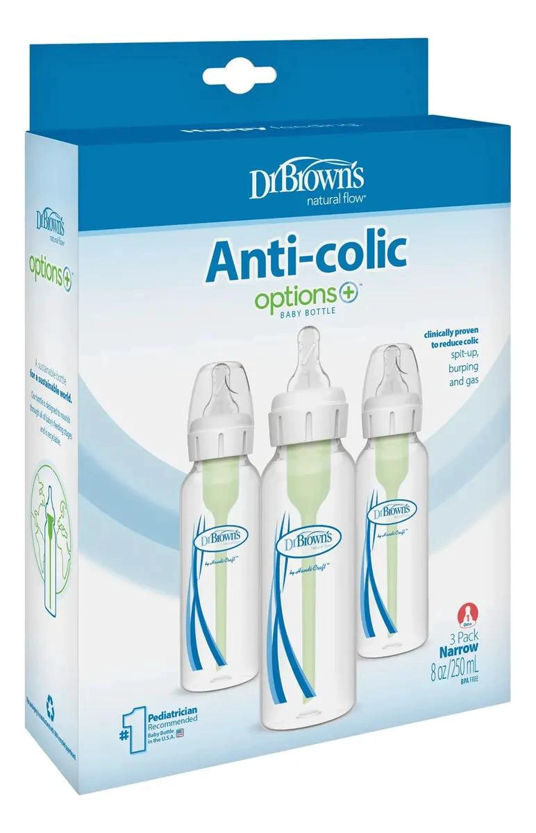 PACK 3 MAMADERAS BOCA ESTANDAR DR. BROWNS OPTIONS+ 250ML 0M+ - 5