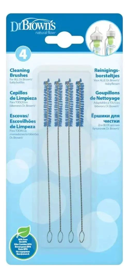4 CEPILLOS LIMPIA MAMADERAS DR BROWN'S 4 PIEZAS ACERO - 1