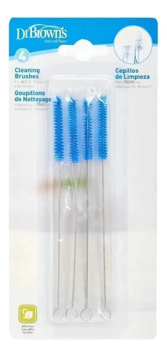 4 CEPILLOS LIMPIA MAMADERAS DR BROWN'S 4 PIEZAS ACERO - 4