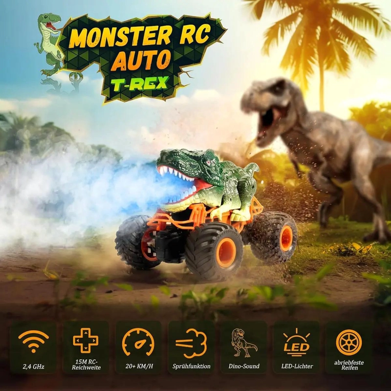 DINOSAURIO AUTO CONTROL REMOTO RECARGABLE CARRO JUGUETE NIÑO - 2