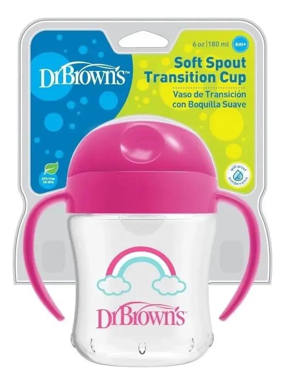 VASO ANTIDERRAME DR. BROWN´S 180 ML 6+M BOQUILLA BLANDA ROSA - 1