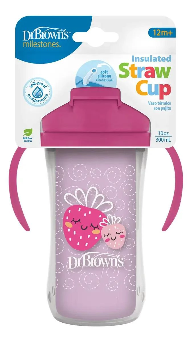 VASO TE RMICO ROSA 300ML CON PITILLO ANTIDERRAME DR. BROWN'S - 1