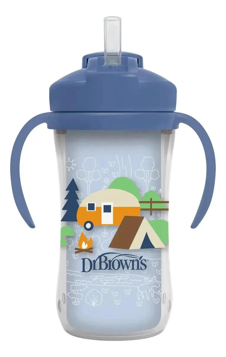 VASO TERMICO CON BOMBILLA 12M+ DR. BROWN'S 300ML AZUL - 1