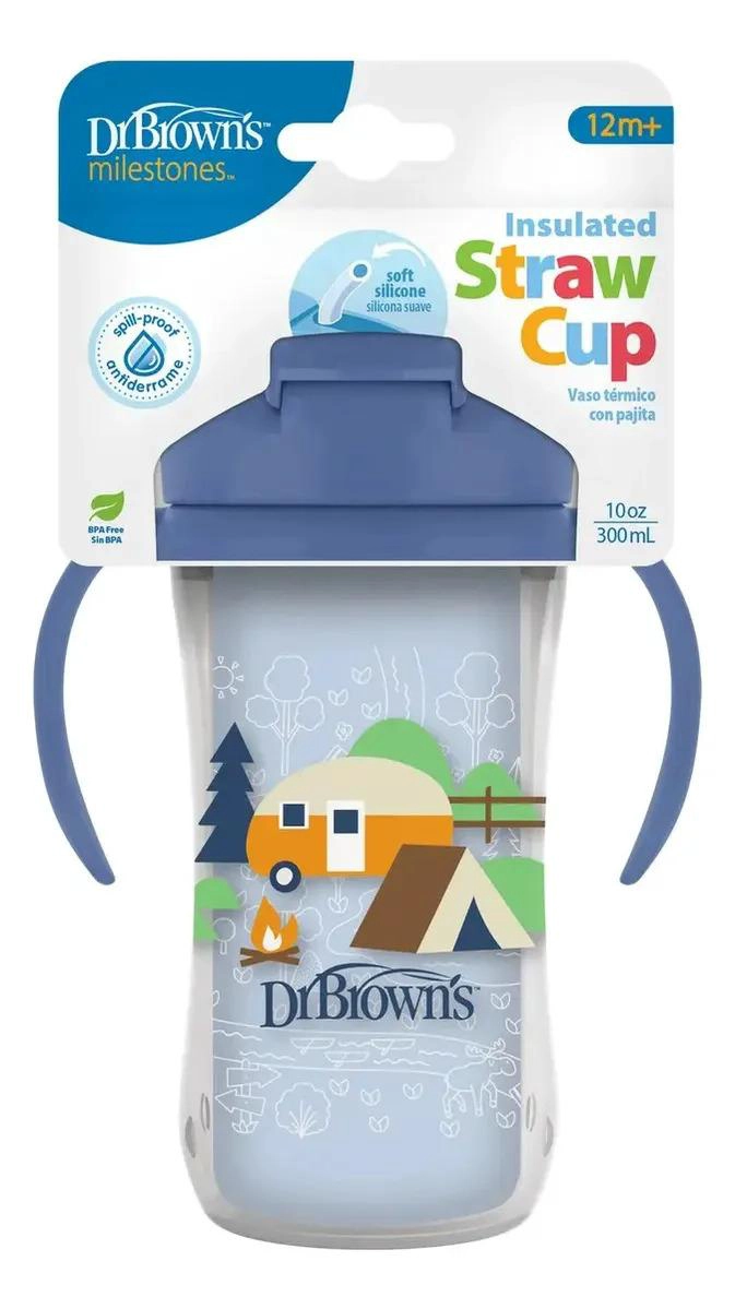 VASO TERMICO CON BOMBILLA 12M+ DR. BROWN'S 300ML AZUL - 3