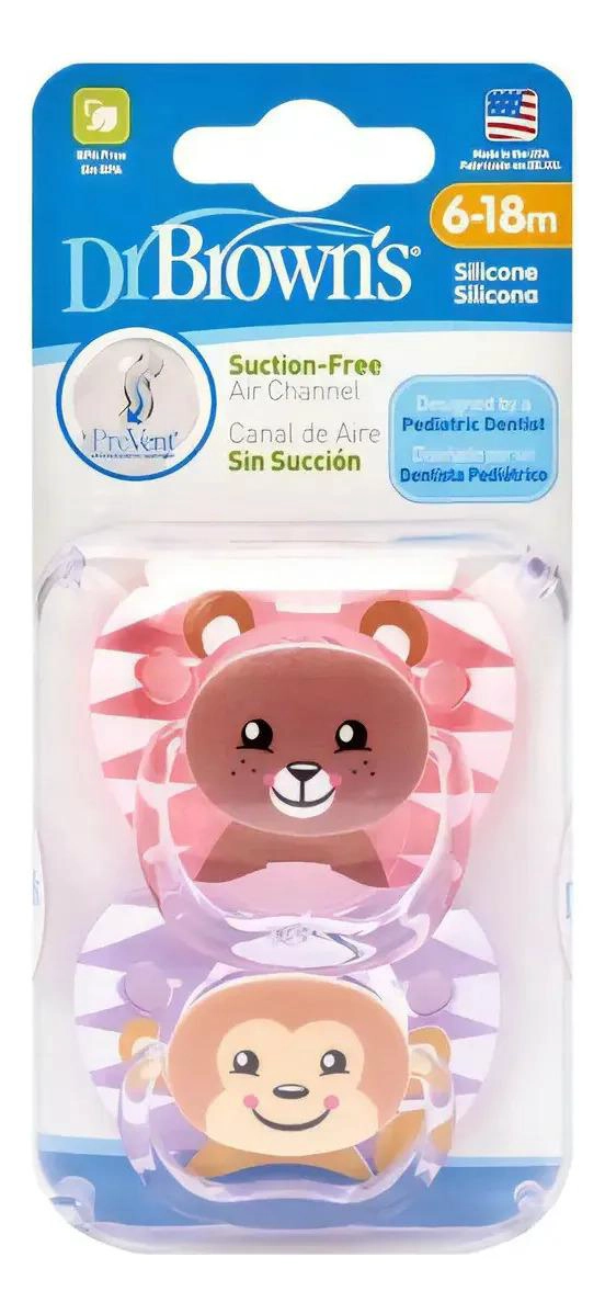 PACK 2 CHUPETES DR BROWN'S PREVENT ANATOMICOS SILICONA 6-18M - 2