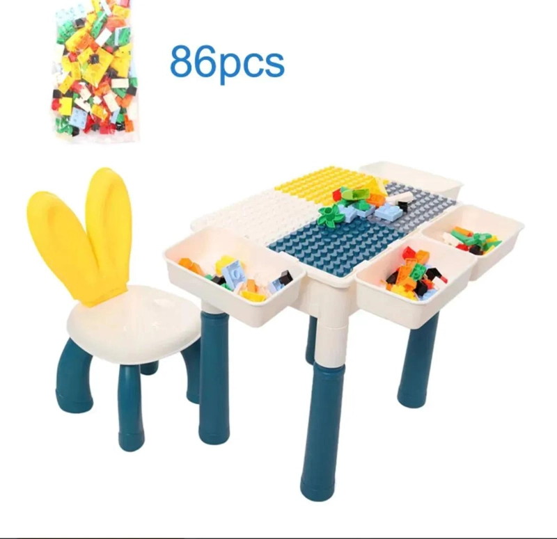 MESA Y SILLA INFANTIL CON BLOQUES DE CONSTRUCCION JUEGO NIÑO - 2