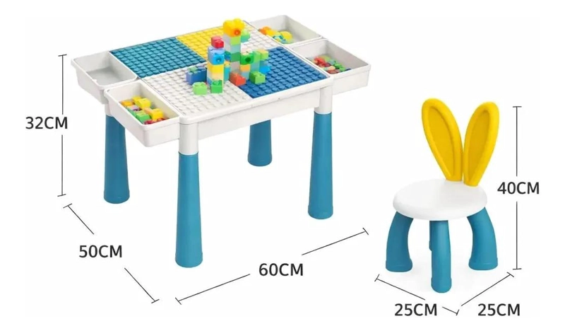 MESA Y SILLA INFANTIL CON BLOQUES DE CONSTRUCCION JUEGO NIÑO - 3